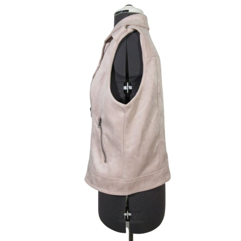 Philosophy women's soft pink vegan faux leather‎ suede moto vest, L - Picture 4 of 12